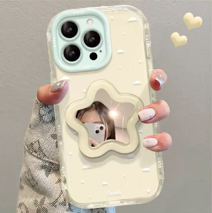 Star-shaped portable mirror and phone case with stand