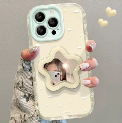 Star-shaped portable mirror and phone case with stand