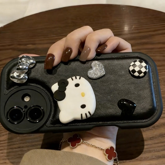 Heart-shaped Kitty Cat Chain Phone Case