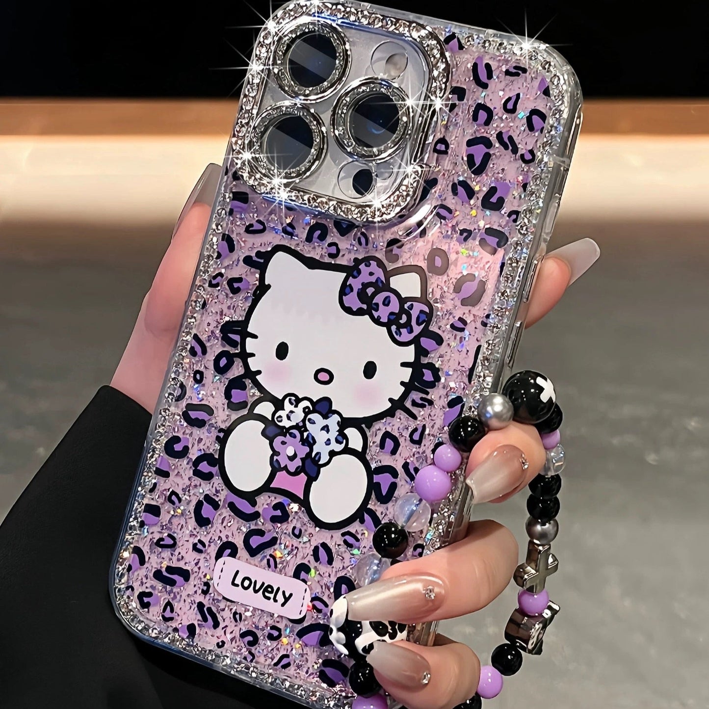 Pink and purple leopard print KT cat full frame bracket