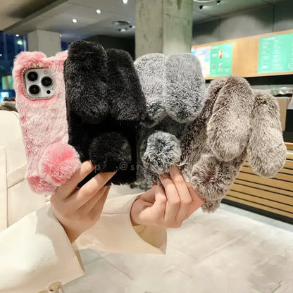 Cute Rabbit Velvet Plush Phone Case for iPhone