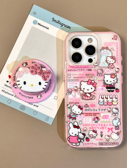 Kitty Pink Cute Kawaii MagSafe Case + MagSafe Stand Holder / Phone Grip