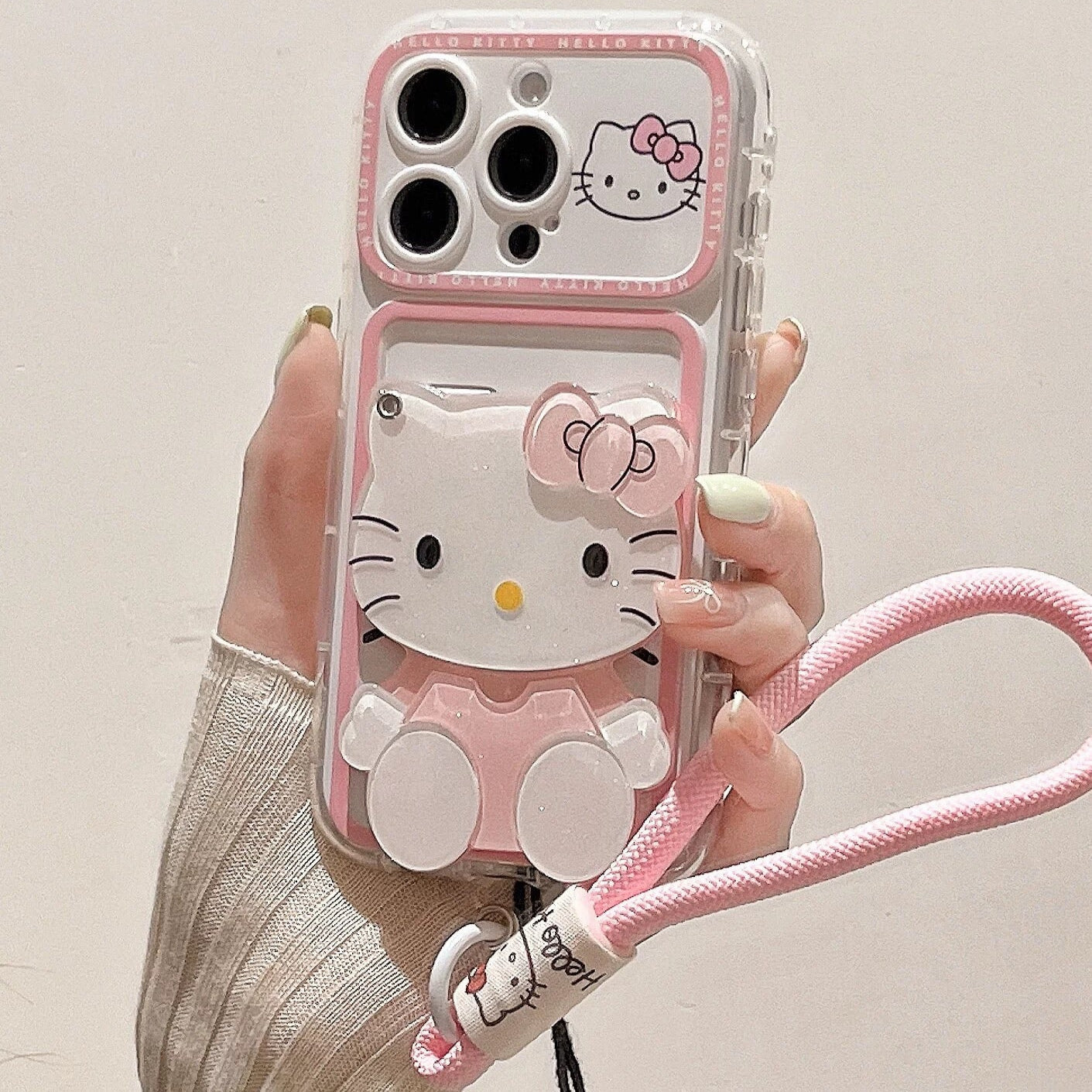 Pink Hello Kitty Mirror Card Holder Phone Case
