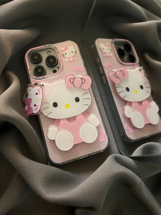 Kitty Pink Glitter  Swivel Mirror Cute Kawaii Phone Case