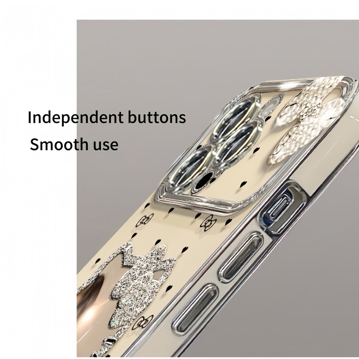 White sparkly Kitty mirror phone case (with wrist strap)