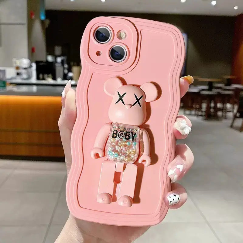 Foldable & Rotatable Bear Candy Kickstand iPhone Case Back Cover