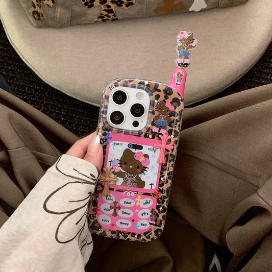 Leopard print Kitty mobile phone case