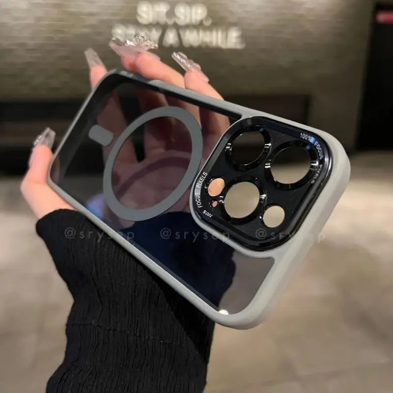 Candy Color Thickened Lens Protection Clear Magnetic Phone Case for iPhone