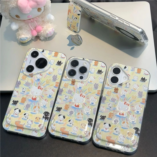 Hello Kitty full-screen animal pattern feather-patterned phone case