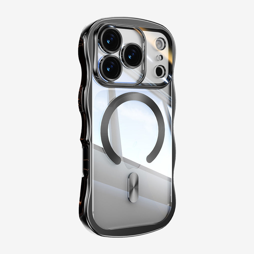 Étui pour iPhone à chargement magnétique électroplaqué en forme de vague