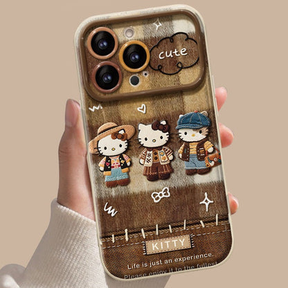 Brown Hello Kitty Flip Phone Case with Mirror and Stand