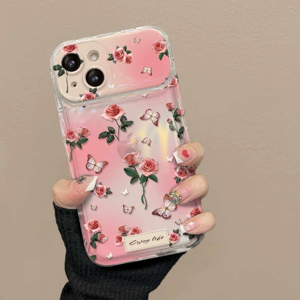 Flip mirror retro rose phone case