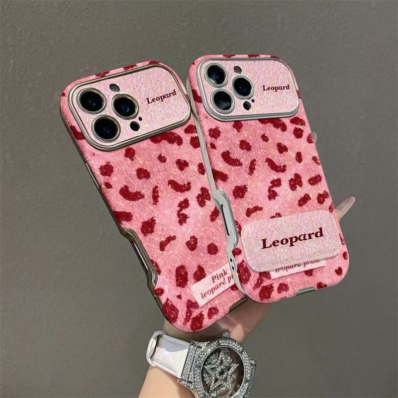 Pink Leopard Glitter Phone Case For iPhone 17 16 15 14 13 12 Pro Max Plus 11 XR