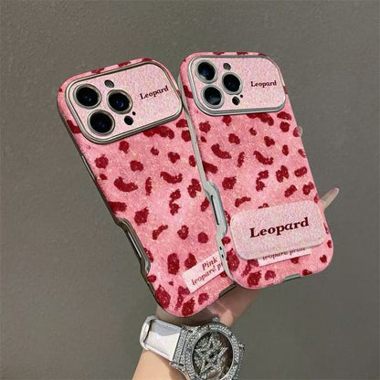 Pink Leopard Glitter Phone Case For iPhone 17 16 15 14 13 12 Pro Max Plus 11 XR