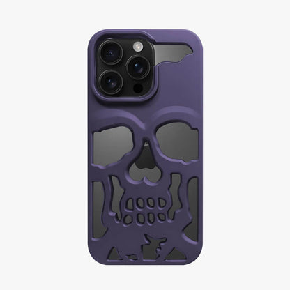 Coque iPhone en TPU ajouré à motif crâne électroplaqué et givré