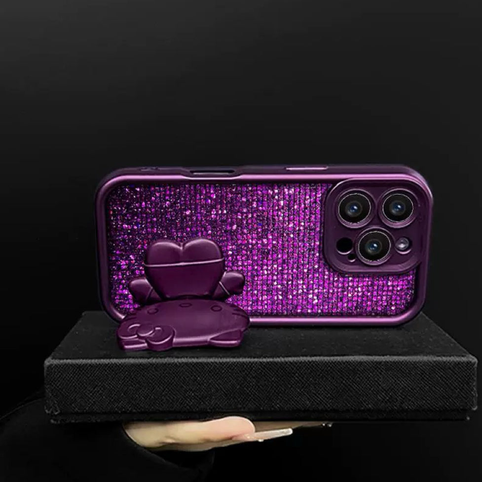 Rotating Kitty phone case with mirror and stand