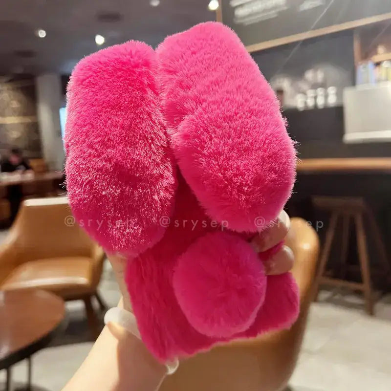 Cute Rabbit Velvet Plush Phone Case for iPhone