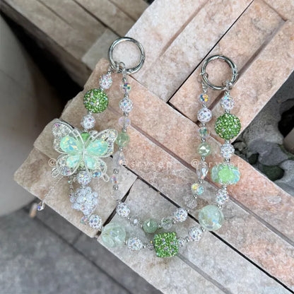 Handmade Diamonds Butterfly Crystal Beads Charm for All Phone Case Pad Case Bumper, DIY Keychian Bag Chain