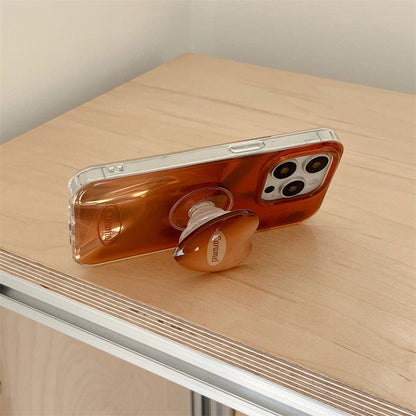 Heart Shaped Phone Grip Kickstand PopSockets Gradient Color Phone Case For iPhone 17 16 15 14 13 12 11 Pro Max Plus