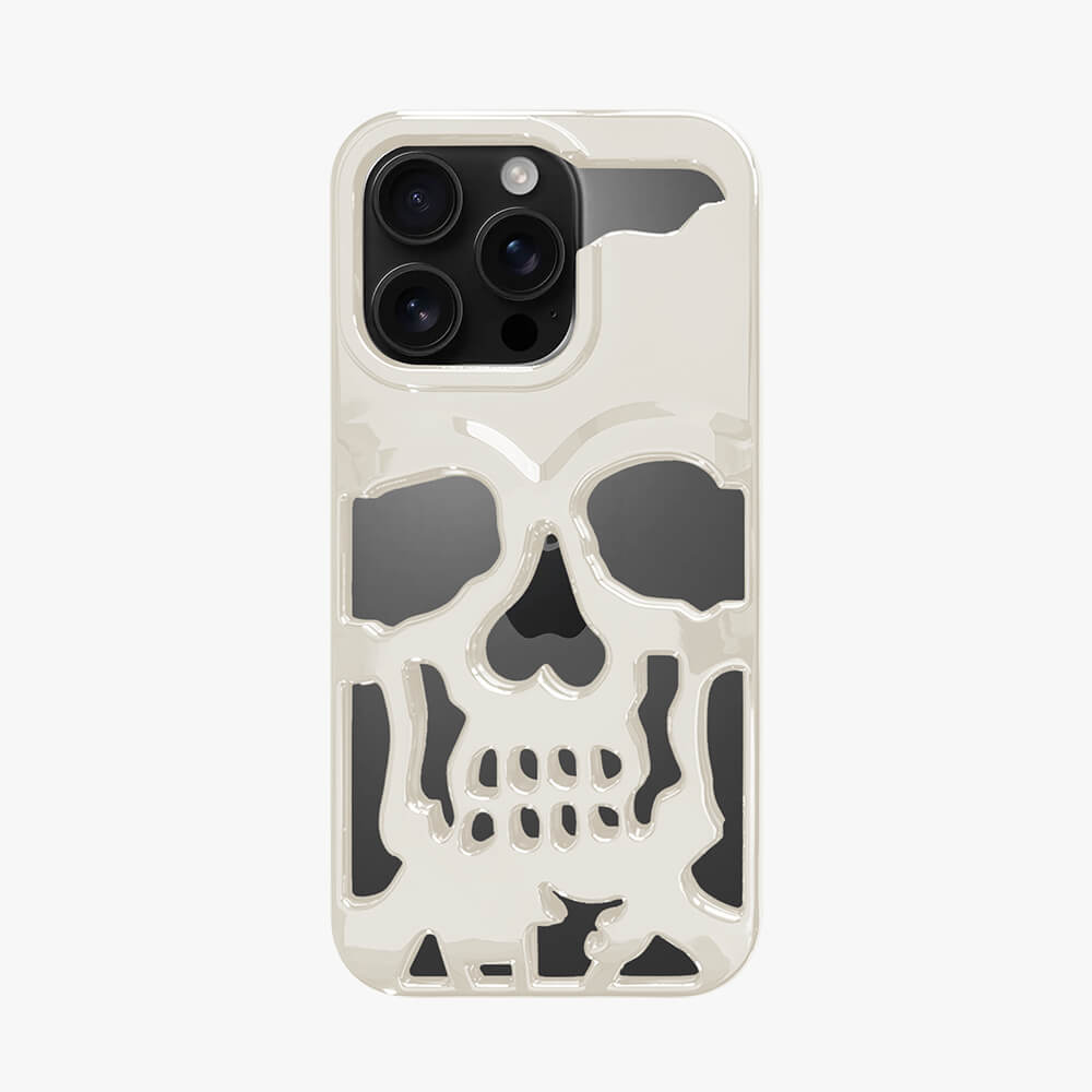 Coque iPhone en TPU ajouré à motif crâne électroplaqué et givré