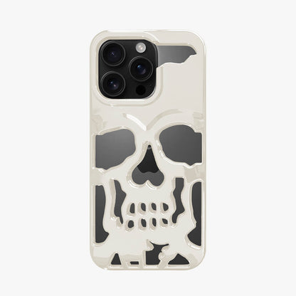 Coque iPhone en TPU ajouré à motif crâne électroplaqué et givré