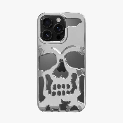 Coque iPhone en TPU ajouré à motif crâne électroplaqué et givré