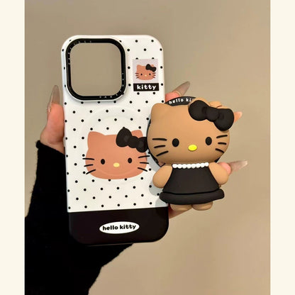 Chanel style black leather cat magnetic phone case