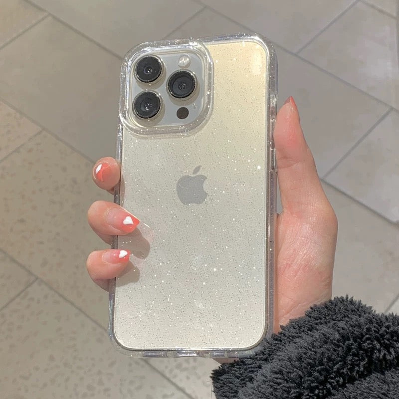 Transparent glitter phone case