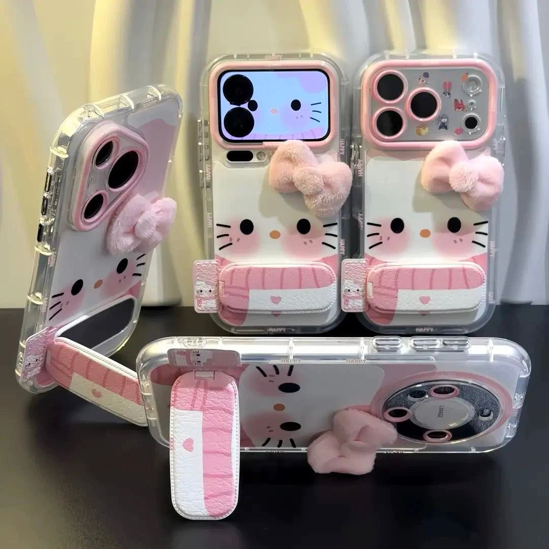 Bow scarf, Kitty cat mirror stand, phone case