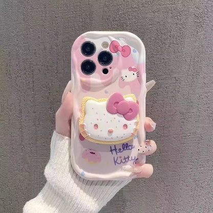 Beaded Lanyard with Finger Kickstand Kitty Cat iPhone Case