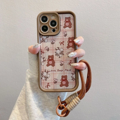 Coque souple en silicone antichoc avec cordon et motif léopard pour iPhone 17, 16, 15, 14, 13, 12, 11 Pro Max, X, XR, XS, 7, 8 Plus