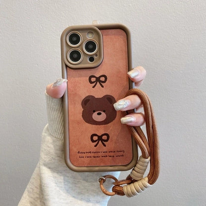 Coque souple en silicone antichoc avec cordon et motif léopard pour iPhone 17, 16, 15, 14, 13, 12, 11 Pro Max, X, XR, XS, 7, 8 Plus