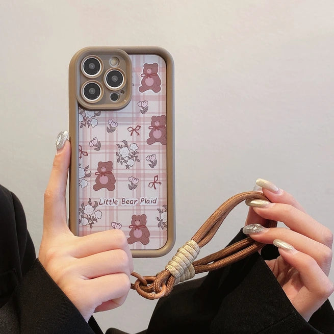 Coque souple en silicone antichoc avec cordon et motif léopard pour iPhone 17, 16, 15, 14, 13, 12, 11 Pro Max, X, XR, XS, 7, 8 Plus