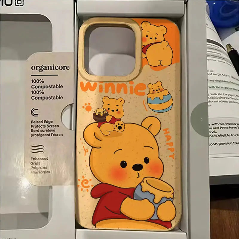 Funda protectora de TPU con diseño de oso Pooh para iPhone 17 Pro Max 16 15 14 13 12 11 SE 7 8