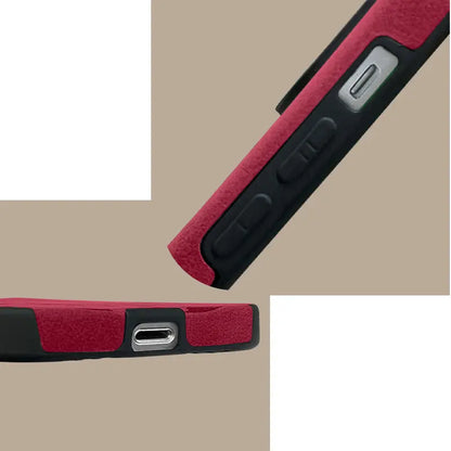 Bow Phone Case for iPhone With Heart Bead Charm Suede Back Cover