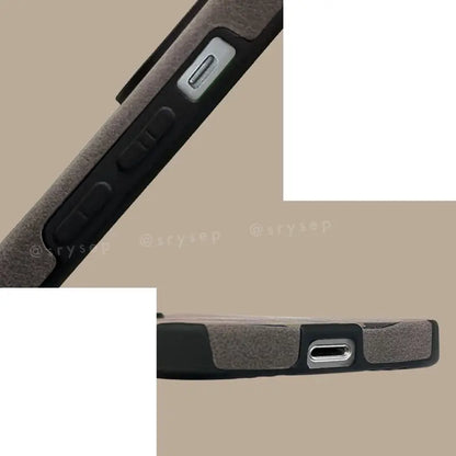 Bow Phone Case for iPhone With Leather Charm Suede Back Cover