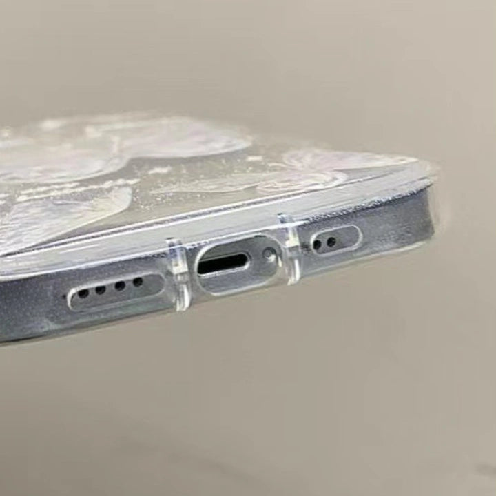 Butterfly Wavy Edge Shiny Clear Lanyard Phone Case For All iPhone 17 Air Pro Max 16 15 14 13 12 11 Pro Plus