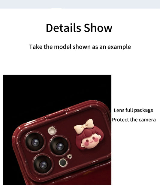 Heart-shaped and girl-themed flip mirror phone case