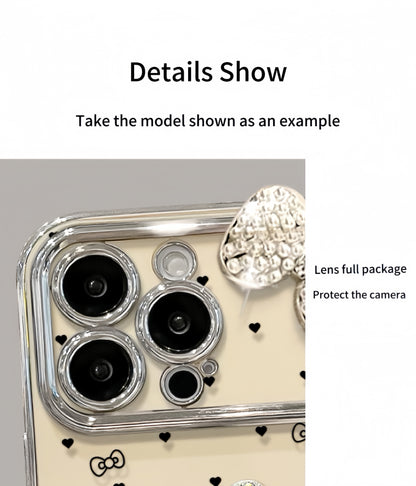 White sparkly Kitty mirror phone case (with wrist strap)