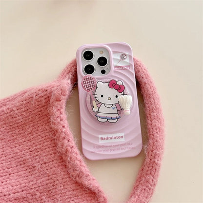 Pink Kitty badminton shuttlecock magnetic phone case
