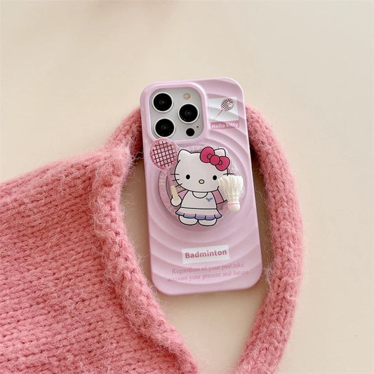 Pink Kitty badminton shuttlecock magnetic phone case