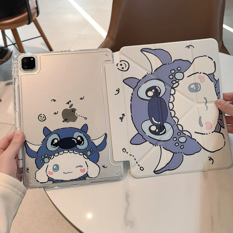 Cartoon Animal iPad Magnetic Puppy Bear Protective Case with Pen Slot