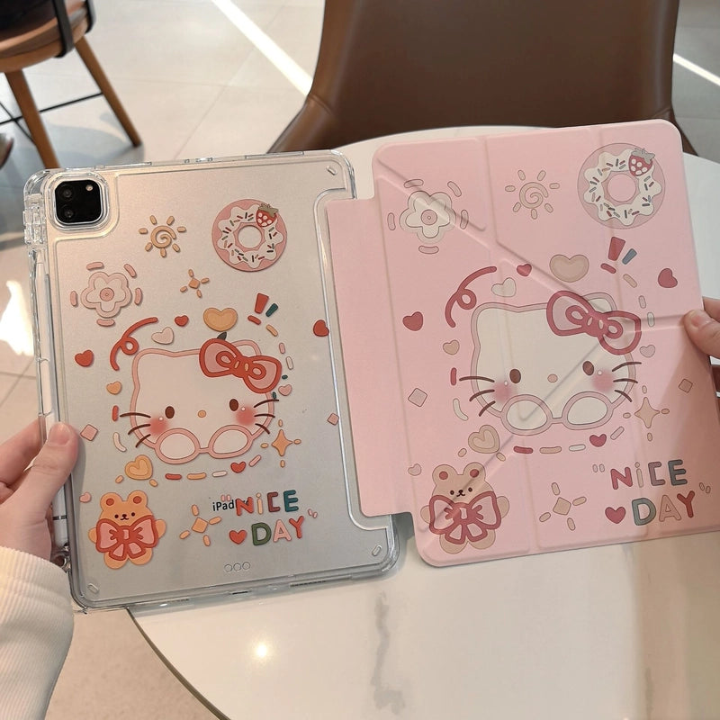 Cartoon Animal iPad Magnetic Puppy Bear Protective Case with Pen Slot