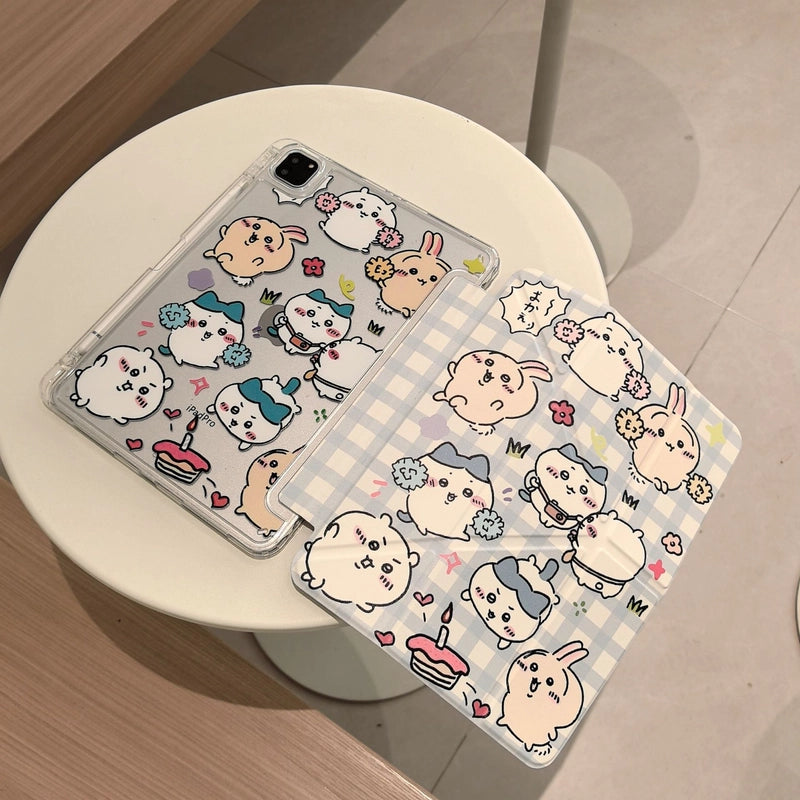 Cartoon Animal iPad Magnetic Puppy Bear Protective Case with Pen Slot