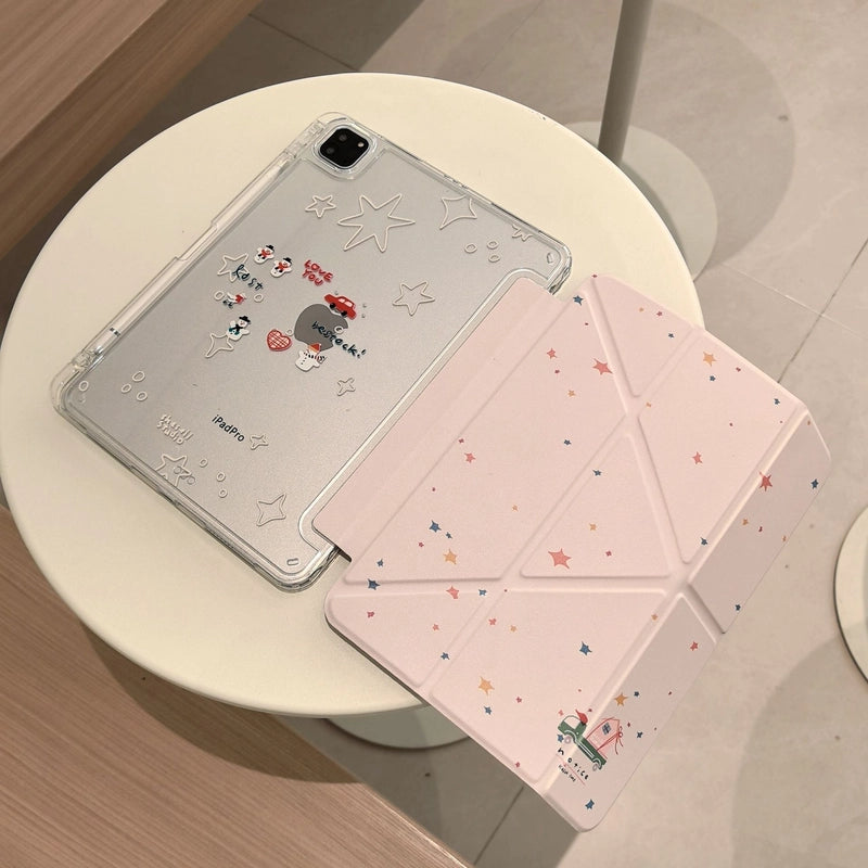 Cartoon Animal iPad Magnetic Puppy Bear Protective Case with Pen Slot