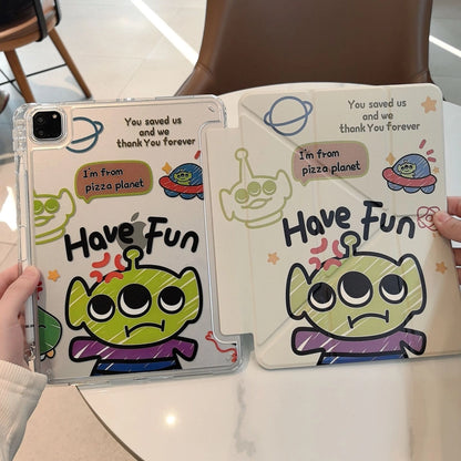 Cartoon Animal iPad Magnetic Puppy Bear Protective Case with Pen Slot