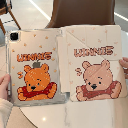 Cartoon Animal iPad Magnetic Puppy Bear Protective Case with Pen Slot