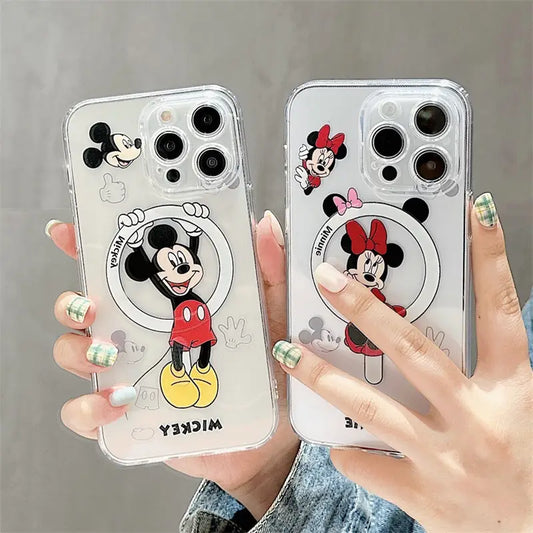Cartoon Mouse Mick Magnetic Clear Phone Case for iPhone