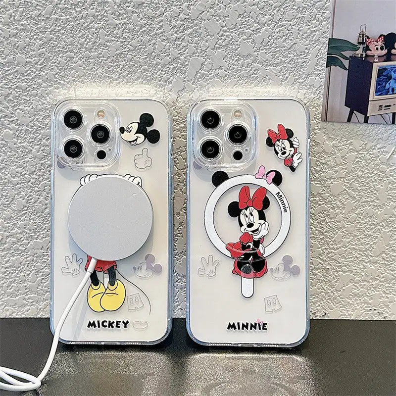 Cartoon Mouse Mick Magnetic Clear Phone Case for iPhone