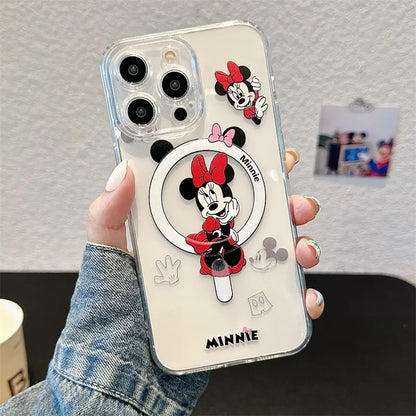 Cartoon Mouse Mick Magnetic Clear Phone Case for iPhone